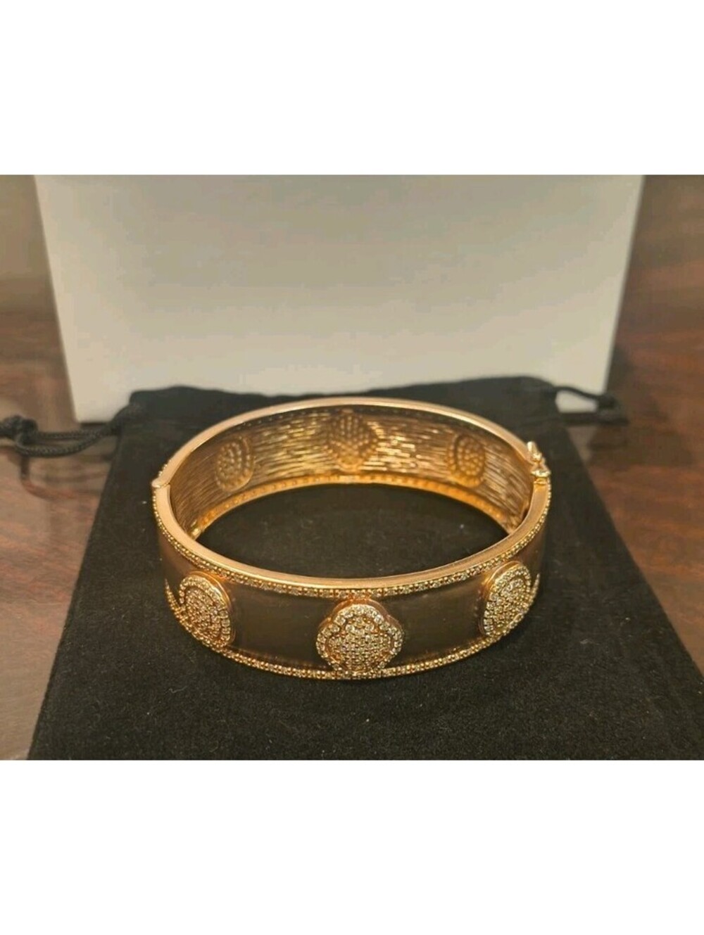 Freida Rothman Heavy Sterling Silver 925 FR Rose Gold Wide Hinge Bangle RARE